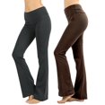 thumbnail image 1 of CHUANK Womens & Plus Stretch Cotton Fold-Over High Waist Bootcut Workout Flared Yoga Pants, 1 of 4