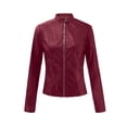 thumbnail image 3 of DPTALR Women Ladies Lapel Motor Jacket Coat Zip Biker Short Punk Cropped Tops, 3 of 6
