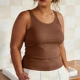 thumbnail image 4 of Débardeurs Fluides de Travail pour Femmes Grande Taille Débardeurs Côtelés pour Femmes Col Rond Sans Manches Décontracté Basique à Bretelles Camisole Ajustée Marron TG, 4 of 9