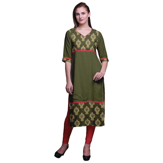 Bimba Printed Straight Kurtis For Women Panel Kurta Summer Tunic