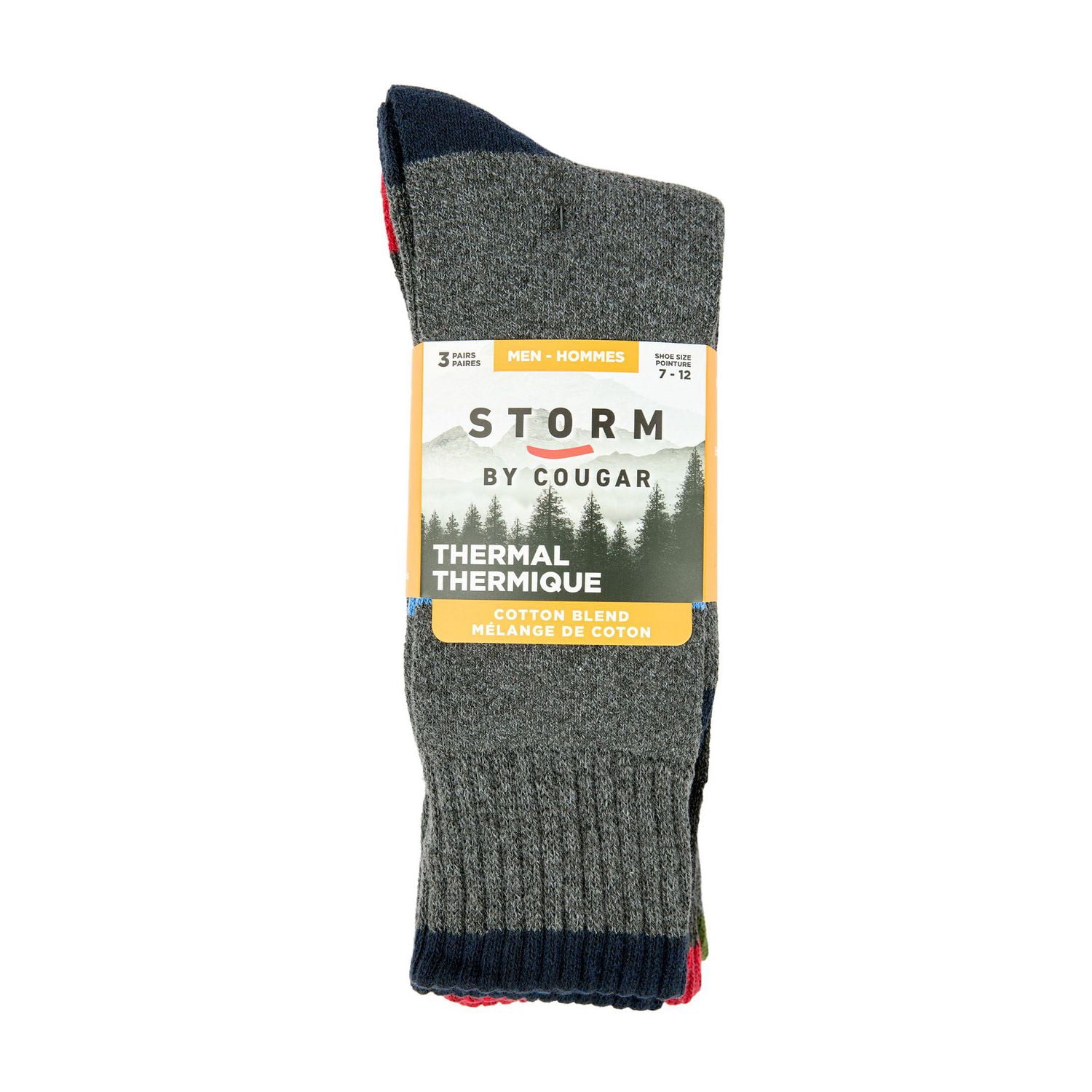 Storm by Cougar Men's 3 Pair Pack Cotton Crew Socks