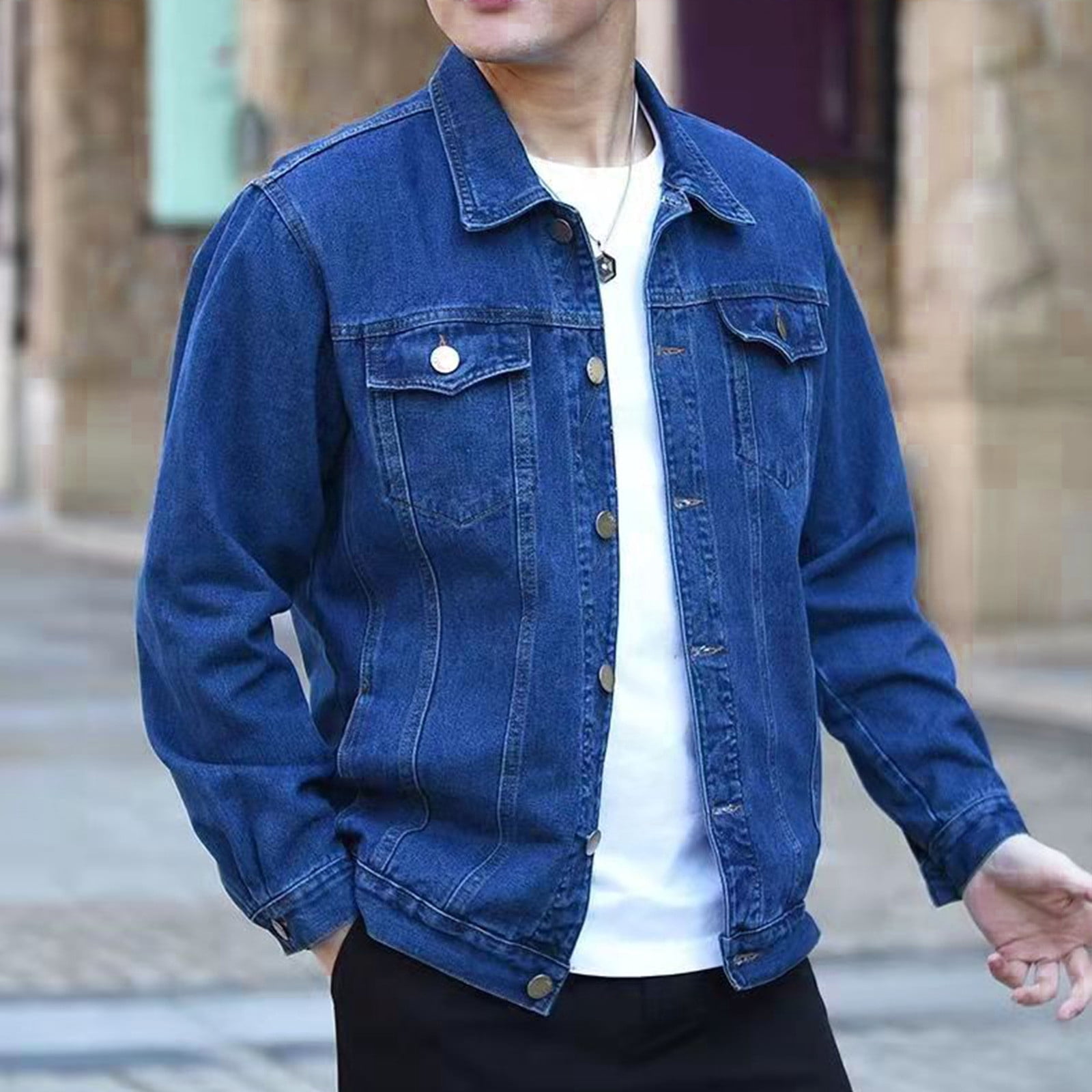 DecSea Men's Denim Jacket Casual Regular Fit Button Down Long Sleeve Jean Trucker Jacket