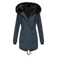 thumbnail image 1 of HWRETIE Women's Plus Size Winter Jacket Button Front Lapel Coat Warm Composite Fabric Casual Outerwear For Fall Winter Everyday Wear, 1 of 4