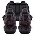 thumbnail image 3 of Maidao Car Seat Covers Leather Set for Mercedes-Benz for E300 2000-Present 5 Seats Compatible Airbag Water Resistant Front Rear Cushion Protector with Pillow and Headrest Black, 3 of 7