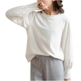 thumbnail image 2 of Chemises d'Automne Funicet pour Enfants, Modèle de Printemps et d'Automne pour Enfants, Modèles de Couleur Unie, Chandail de Base, Personnalité Ondulée, Blouse à Manches Longues pour Filles à Col Rond, 2 of 3