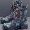 thumbnail image 4 of Cameland Women's Printed Embroidered Boots Over Feet Round Toe Chunky Ankle Boots, 4 of 4
