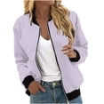thumbnail image 2 of EQWLJWE Liquidation d'Été! Veste de Baseball Décontractée Mode pour Femmes avec Poches Zippées, 2 of 5
