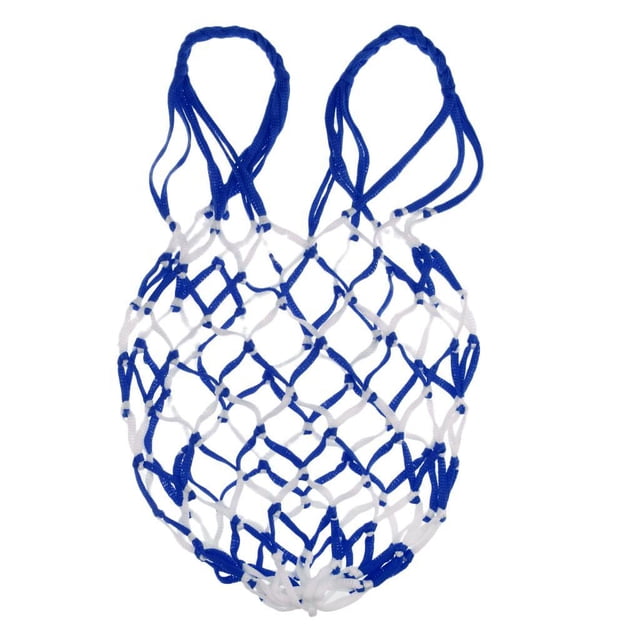 Xingzhi Sac à Balles en Filet Support de Transport pour Ballon de Basketball Sac de Rangement Filet en Filet Bleu Blanc