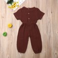 thumbnail image 3 of Diconna Infant Baby Romper Solid Color Short Sleeve Elastic Waist Jumpsuit, 3 of 6