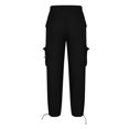 thumbnail image 4 of XZNGL Casual Pants for Men, Cotton Linen Blend Drawstring Elastic Waist Multi Pocket Cargo Style, Low Rise, Straight Leg, Breathable Summer Winter Wear, 4 of 6