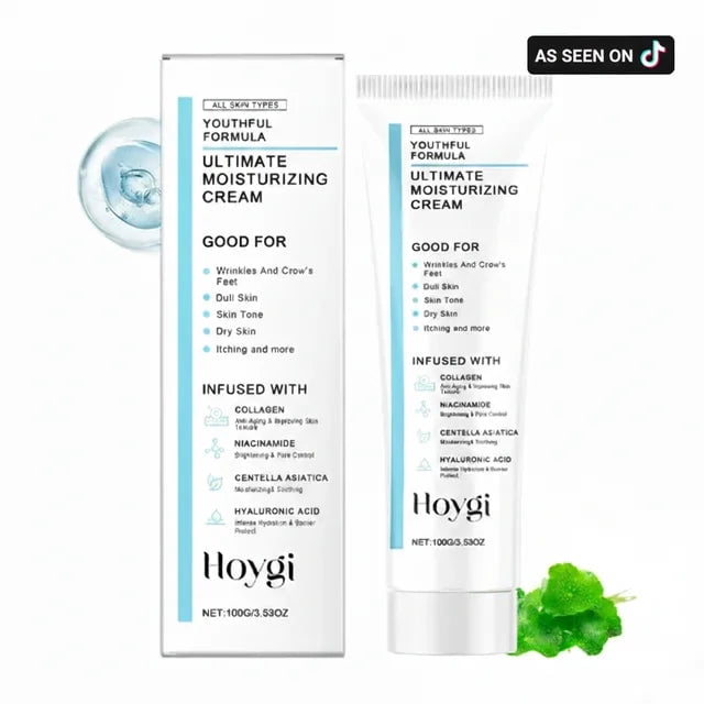 Hoygi Korean Face Cream with Centella & Collagen - Hydrating Daily Face Moisturizer for Soft, Smooth-Looking Skin, Hyaluronic Acid, All Skin Types, 100 mL