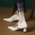 thumbnail image 2 of B91xZ Chaussures pour Femmes Bout Rond Ballerines Extensibles Décontractées Mode Fête Robe Ballerines Chaussures, Blanc 7, 2 of 5
