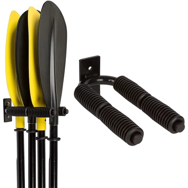 Wall Mount Kayak Paddle Rack - Canoe and SUP Paddle Organizer for Garage Storage Boat Oars and Water Sports Equipment