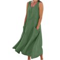 thumbnail image 1 of XZNGL Robe Longue d'Été pour Femmes Mode d'Été pour Femmes Décontractée Couleur Unie Sans Manches Coton Lin Robe Longue Longue Robe d'Été pour Femmes Longue Robe pour Femmes Été Coton Robe d'Été pour Femmes, 1 of 11