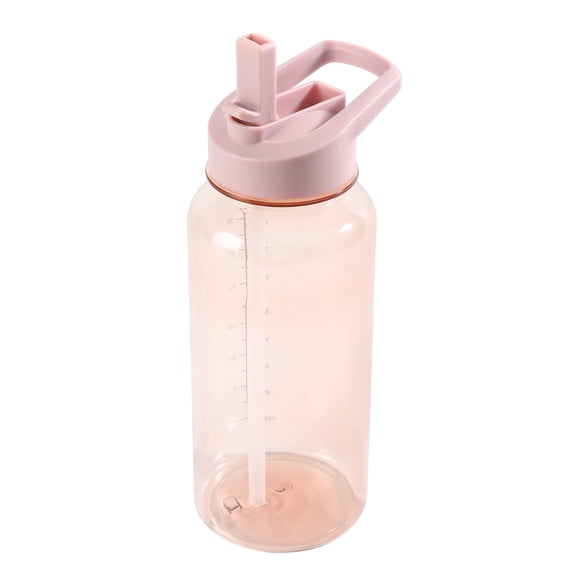 Mainstays 34oz Pink Plastic Wide Mouth Sports Water Bottle with Twist Top Sip Straw Lid