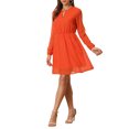 thumbnail image 4 of INSPIRE CHIC Robe pour Femme Dorure Étoile Col en V Manches Longues Robe de Soirée Évasée Ligne A m Orange, 4 of 6