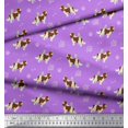thumbnail image 3 of Soimoi Purple Crepe Silk Fabric Bird,Paw & Cocker Spaniel Dog Print Fabric by Yard 42 Inch Wide, 3 of 3