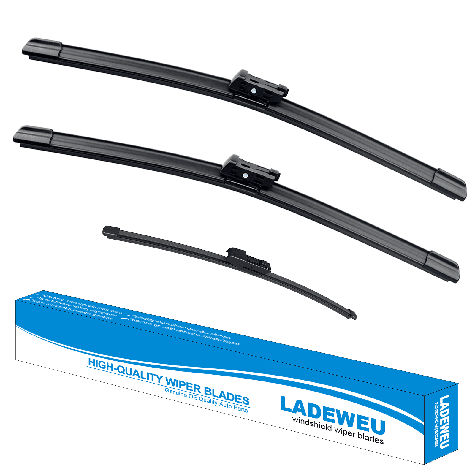 3 Wipers 25"+22"+15" for Volkswagen VW Tiguan 2018 2019 2020 2021 2022 All Weather Original Equipment Replacement Front with Rear Windshield Wiper Blades Set (Pack of 3)