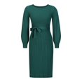 thumbnail image 4 of LLYwey Deals Robes à Épaules Dénudées pour Femmes Mode Bohème Col Rond Manches Longues Robe en Tricot Longueur Mini Nouvelles Robes Trapèze Vert TG, 4 of 9