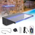 thumbnail image 1 of Acrylic Pool Waterfall Fountain with 9-Color LED Strip, 12" Spillway Waterfall for Swimming Pools, Ponds & Garden Patio – Outdoor Water Feature with Pipe Connector, 1 of 7