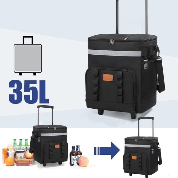 Cooler with Wheels and Handle, Portable Rolling Cooler, Collapsible Cooler, Insulated Waterproof, Soft Cooler on Wheels for Beach, Camping, Traveling, Picnic, Outdoor Activities