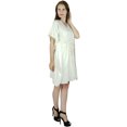 thumbnail image 3 of Bimba Women Short White Rayon Kaftan Slight Sheer Coverup Caftan, 3 of 6