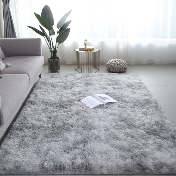 Shaggy Area Rug 5x8 Furry Soft Carpet with Rubber Backing for Bedroom or Living Room, Plush Polyester Indoor Floor Rug for Home Decor