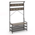 thumbnail image 1 of Costway Coat Rack 4-In-1 Hall Tree with 11 Hanging Hooks, Shoe Bench, 2-Tier Shoe Rack Gray, 1 of 10