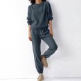 thumbnail image 2 of cfhntfmh Ensembles Grande Taille pour Femmes Chandail à Col Rond Extensible Doux à Manches Longues Pantalon de Jogging Chaud d'Hiver Ensembles de Survêtement, 2 of 6