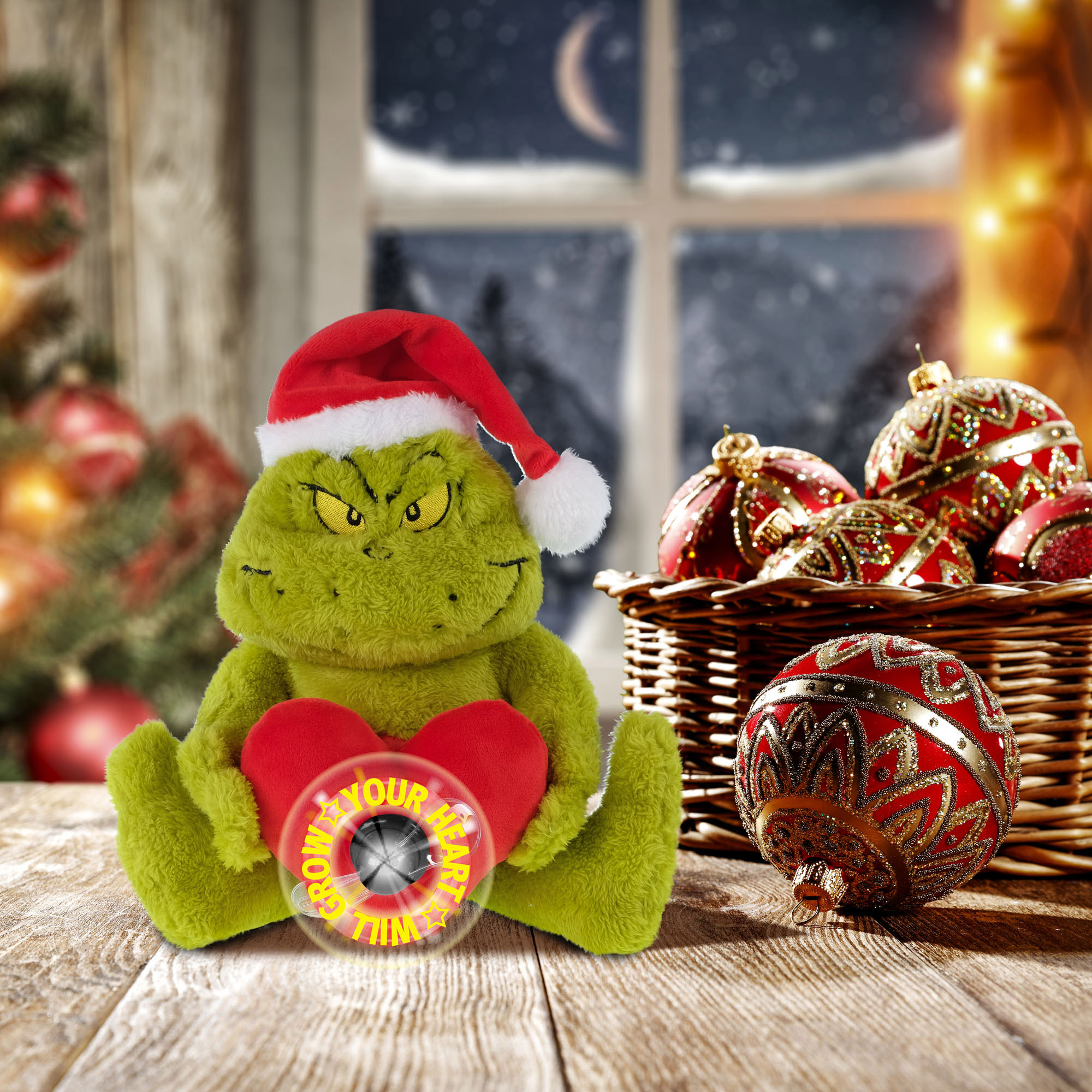 Dr. Seuss The Grinch Animated Plush, Spinning Propeller Heart, How the Grinch Stole Christmas