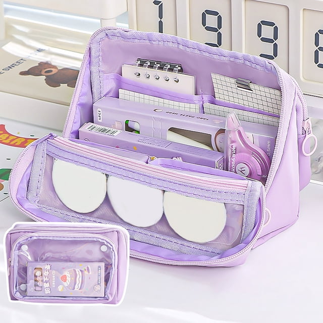 Tyidzon Trousse à Crayons Grande Capacité Trousse à Stylos Zippée avec 9 Compartiments et Détachable Flexible