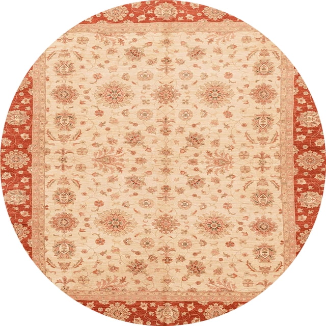 Ahgly Company Tapis d'Intérieur Ronds Abstraits Orange Vif, Tapis de Zone Abstraits, 6 Pieds Rond