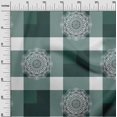 thumbnail image 3 of oneOone Rayon Dark Teal Green Fabric Asian Block With Check Sewing Craft Projects Fabric Prints By Yard 56 Inch Wide, 3 of 4