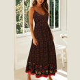 thumbnail image 3 of Femmes Bohème V-Cou Bretelles Robe Florale Robe de Plage d'Été, 3 of 12