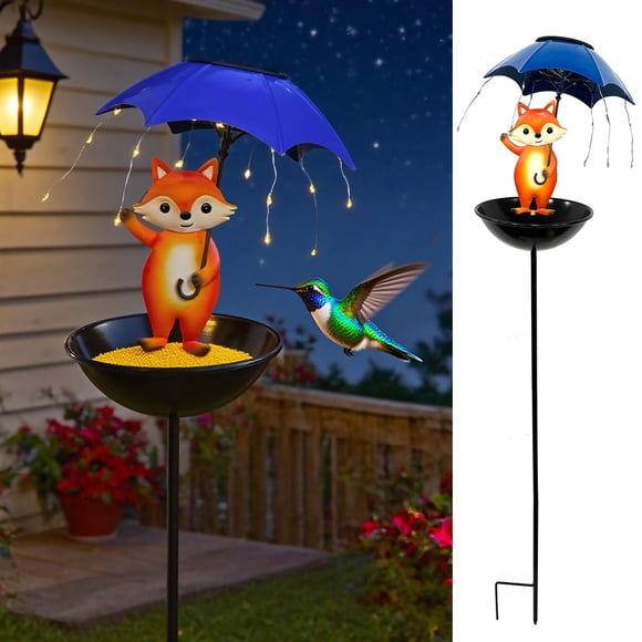 Solar Powered Courtyard Lights Equipped With Birds Feeder 2-in-1 Designs Solar Outdoor Lighting Fixtures Ground Insertion Garden Courtyard Decorative Lights