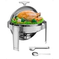 thumbnail image 1 of Yiwa Ensemble de Buffet Rond de 6 Qt, Réchaud Circulaire en Acier Inoxydable avec Couvercle à Rouleau pour Traiteur, Mariages, Fêtes et Événements, 1 of 7