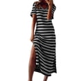 thumbnail image 1 of Tumotour Robe d'Été pour Femmes Robe Imprimée à Fleurs Robe à Manches Courtes Robe de Plage Décontractée Col Rond Longue Robe T-Shirt Voyage Vacances avec Poches, 1 of 4