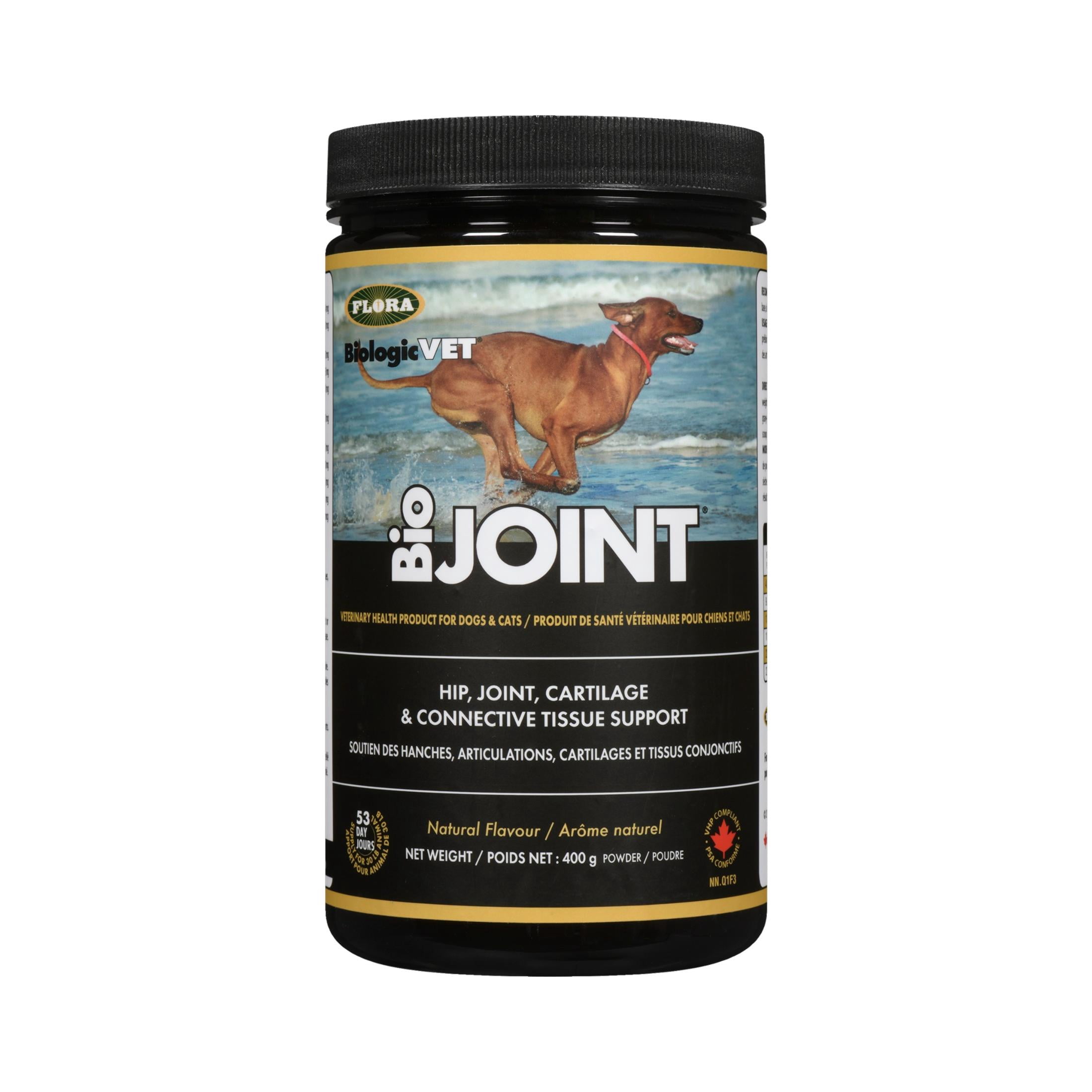 Flora BiologicVET BioJOINT - Mobilité Avancée des Hanches et des Articulations pour Chiens et Chats - Poudre de Soutien des Articulations - avec Glucosamine, Chondroïtine, MSM, Boswellia et Prébiotiques - 400 g