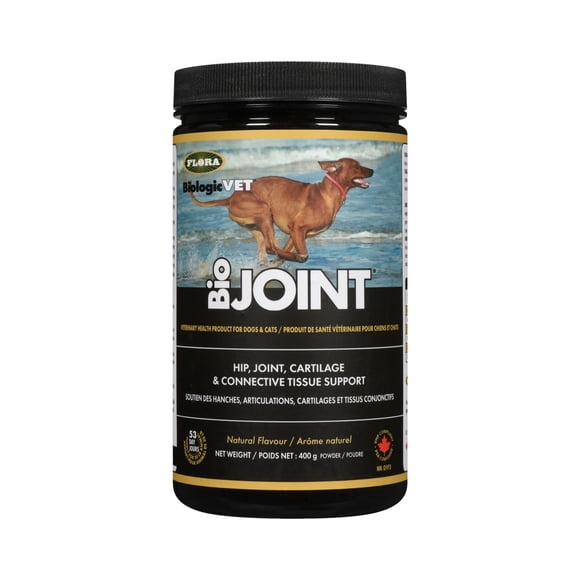 Flora BiologicVET BioJOINT - Mobilité Avancée des Hanches et des Articulations pour Chiens et Chats - Poudre de Soutien des Articulations - avec Glucosamine, Chondroïtine, MSM, Boswellia et Prébiotiques - 400 g