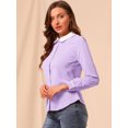 thumbnail image 4 of INSPIRE CHIC Chemise de Travail à Manches Longues Col Poupée Boutonnée pour Femmes Violet Clair TG, 4 of 6