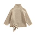 thumbnail image 1 of Toddler Baby Girl Pullover Sweaters Turtleneck Cable Knit Long Sleeve Sweaters with Bow Fall Winter Top, 1 of 9