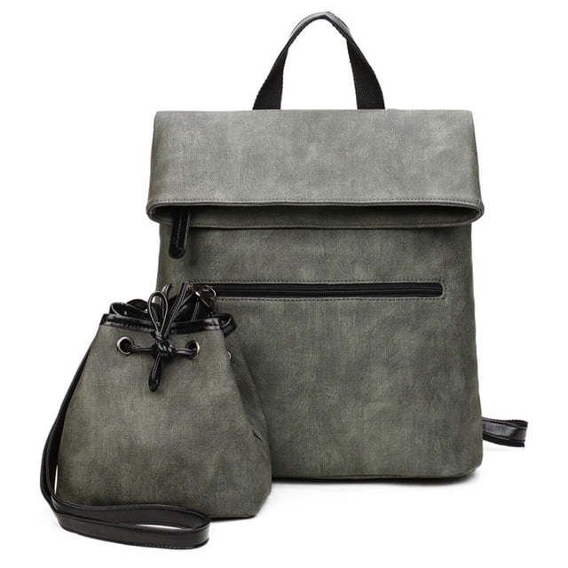 Lady Backpack Large Capacity Fashion School Bookbag Shoulder Bag with Clutch Bag