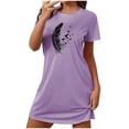thumbnail image 1 of Tnhcen Robe Grande Taille à Imprimé Mignon, Manches Courtes, Col Rond, Vêtement de Nuit, Polyester Spandex Extensible, P-2TG, pour Détente Quotidienne/sommeil Confortable, 1 of 7