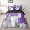 thumbnail image 2 of YST 7-Piece Purple Grey White Ombre Comforter Set, Full – Modern Graffiti Aesthetic, Gradient Design, 2 of 4