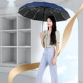 thumbnail image 4 of Large Folding Umbrella 60 Rib | Automatic Open Close | Reinforced Windproof Aluminum Frame | Sunshade & Rain Protection | Portable Blue, Sky Blue, Beige | 42" Diameter | Durable, Non-Slip Handle, 4 of 6