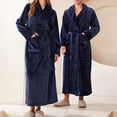 thumbnail image 4 of AherBiu Womens Robes Lightweight Fleece Warm Bathrobe Pajamas Plush Soft Comfy Wedding Party Long Robe with Belt, 4 of 7