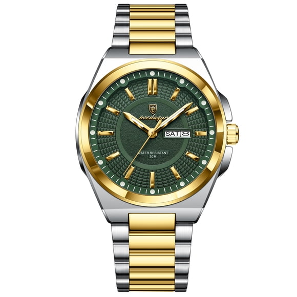 Poedagar Montre à Quartz pour Homme, Montre-Bracelet Habillée d'Affaires Étanche 30 m avec Affichage de la Date