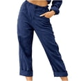 thumbnail image 1 of RKSTN Womns Pants Casual Solid Color Pockets Buttons Elastic Waist Comfortable Straight Pants Lightweight Soft Workout Pants, 1 of 5