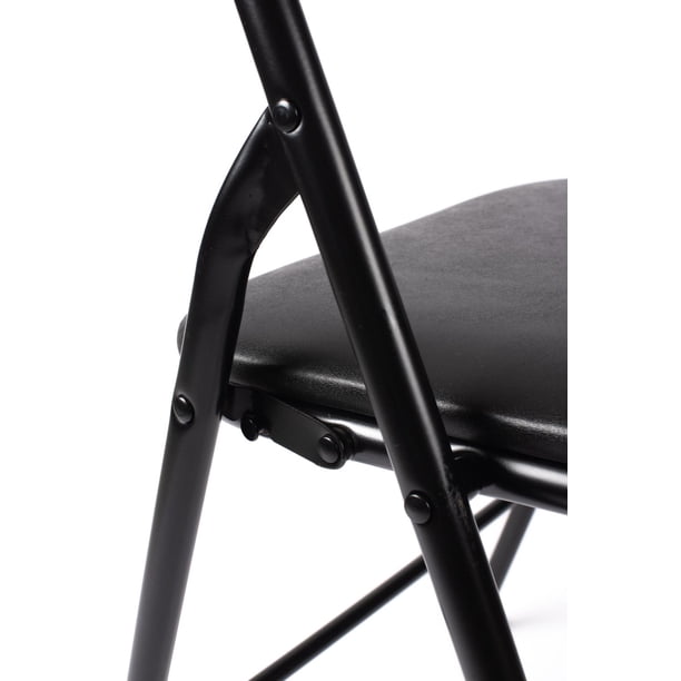 Enduro Black Padded Vinyl Folding Chair, 18 '' x 17.3'' x 30.7