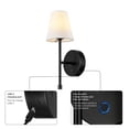 thumbnail image 4 of 2-Pack Rechargeable LED Integrated Wall Sconce, Black, White Fabric Shade, 3-Step Dimmer Touch Switch, 5ft USB-C Charging Cords Included, Battery-Operated, Wireless, 4 of 10
